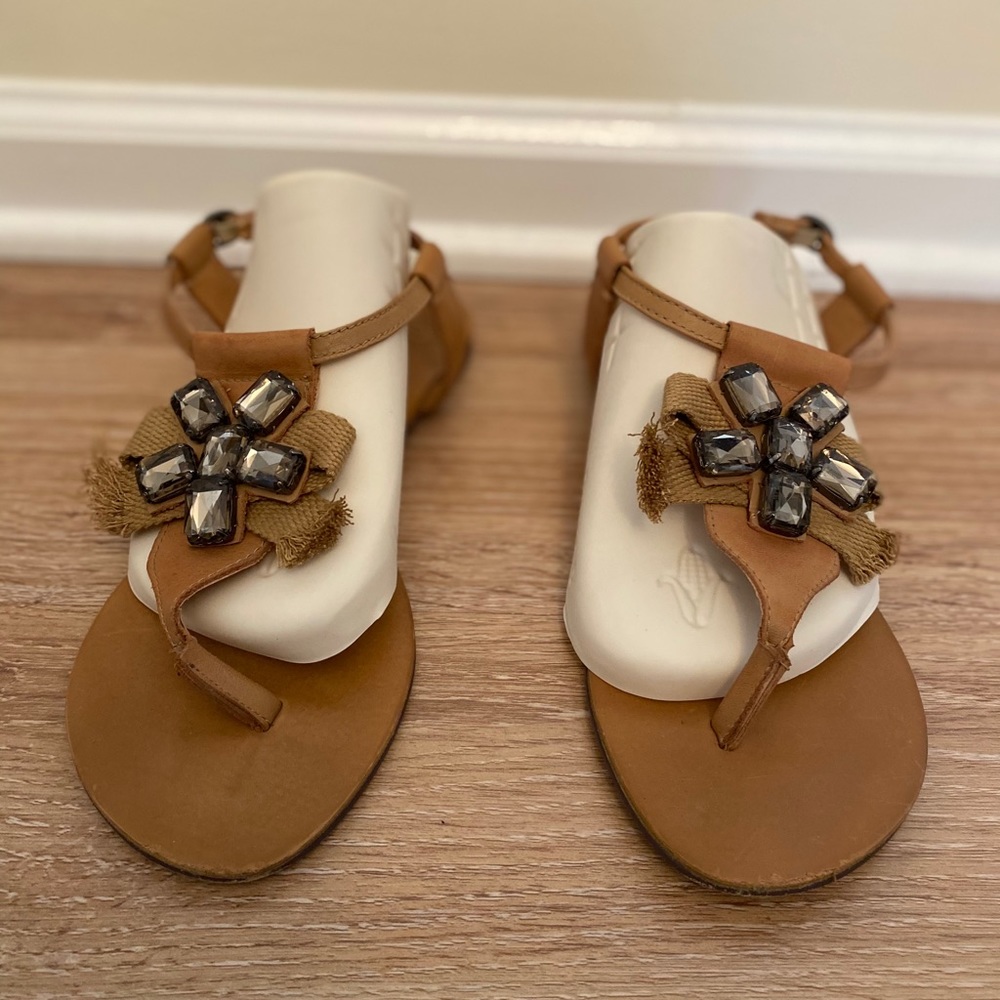 GREEK REAL LEATHER Women's Brown Sandals, Size 8.5